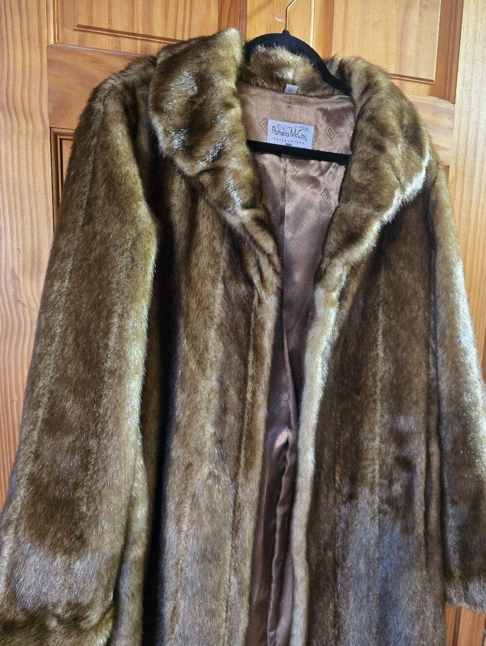 Vintage Pamela McCoy Faux Mink Full Length Coat Large - Picture 2 of 15